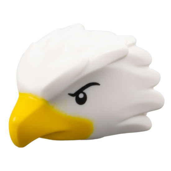 Minifigure, Head, Modified Bird (Eagle) with Black Eyes and Eyebrows, Yellow Beak Pattern