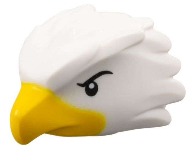 Minifigure, Head, Modified Bird (Eagle) with Black Eyes and Eyebrows, Yellow Beak Pattern