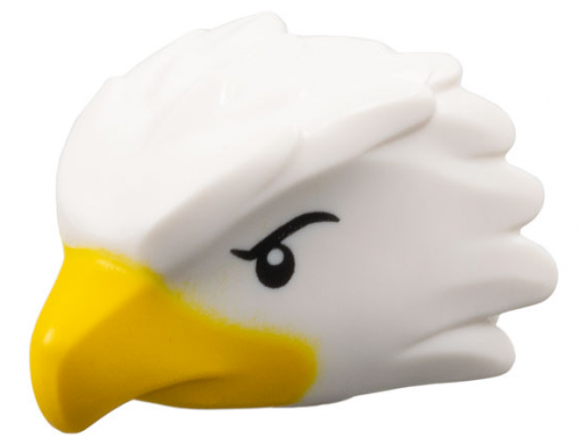 Minifigure, Head, Modified Bird (Eagle) with Black Eyes and Eyebrows, Yellow Beak Pattern