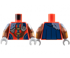 Torso Tunic, Silver Armor, Gold Claps and Chain, Sand Blue Fur, Dark Blue Cape Pattern / Reddish Brown Arms with Armor, Fur, and Gauntlets Pattern / Light Bluish Gray Hands