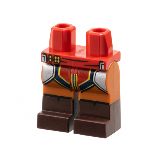 Hips and Dark Orange Legs with Molded Dark Brown Lower Legs / Boots and Printed Silver Armor, Red and Dark Blue Loincloth with Gold Trim Pattern