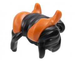 Minifigure, Hair with Side Bangs and Bun with Molded Dark Orange Horns Pattern