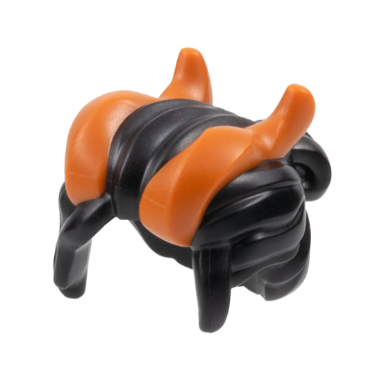 Minifigure, Hair with Side Bangs and Bun with Molded Dark Orange Horns Pattern