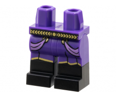 Hips and Legs with Molded Black Lower Legs / Boots and Printed Gold Belt, Robe Trim and Medium Lavender Sash Ends Pattern