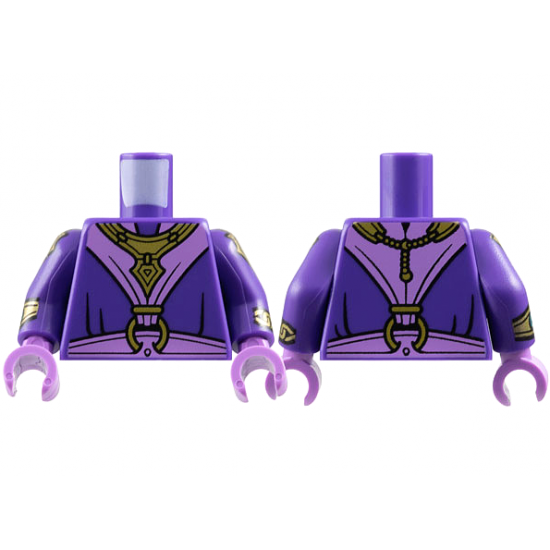 Torso Robe, Medium Lavender V Panel, Sash, Gold Bib Necklace and Clasp Ring Pattern / Dark Purple Arms with Armor and Bracelets Pattern / Medium Lavender Hands