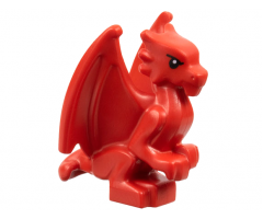 Dragon, Baby, Perched with Folded Wings with Black Eyes and Eyebrows Pattern