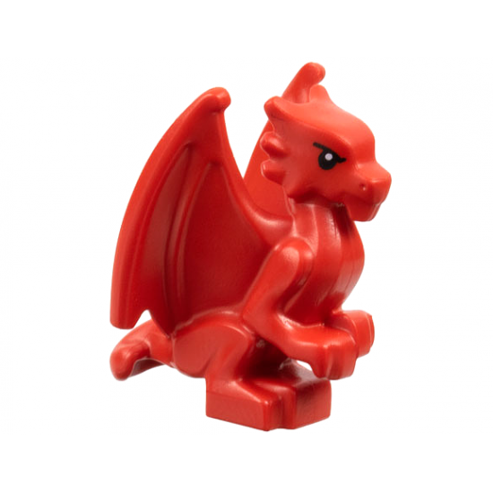 Dragon, Baby, Perched with Folded Wings with Black Eyes and Eyebrows Pattern