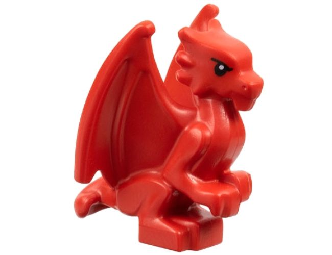 Dragon, Baby, Perched with Folded Wings with Black Eyes and Eyebrows Pattern