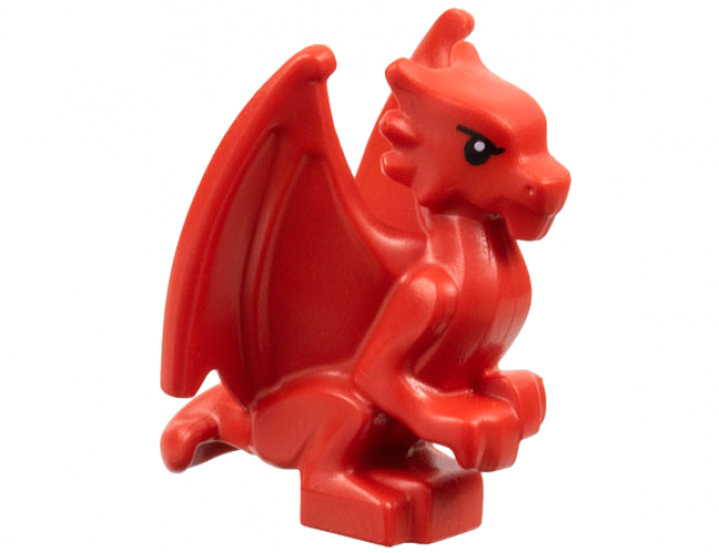 Dragon, Baby, Perched with Folded Wings with Black Eyes and Eyebrows Pattern