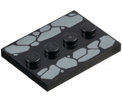 Tile, Modified 3 x 4 with 4 Studs in Center with Dark Bluish Gray Cobblestones Pattern