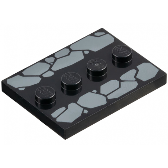 Tile, Modified 3 x 4 with 4 Studs in Center with Dark Bluish Gray Cobblestones Pattern