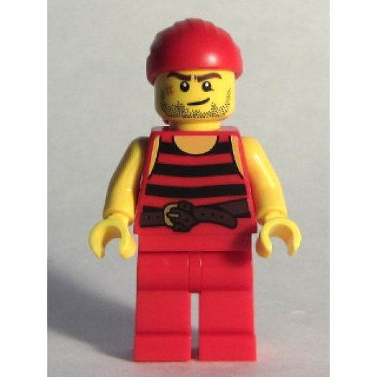 Pirate 5 - Black and Red Stripes, Red Legs, Scar
