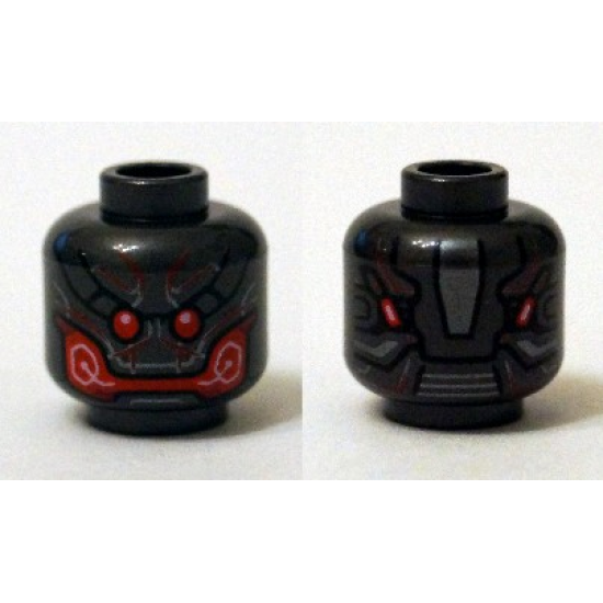 Minifigure, Head Alien with Red Eyes and Mouth Pattern