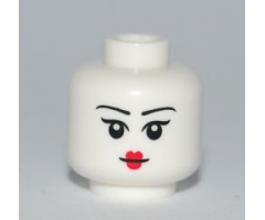 Minifigure, Head Female Black Eyebrows, Red Small Lips, White Pupils Pattern