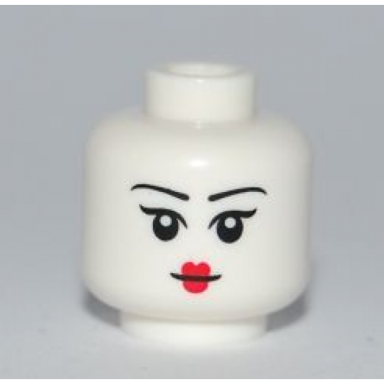Minifigure, Head Female Black Eyebrows, Red Small Lips, White Pupils Pattern