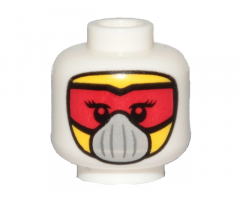 Minifigure, Head Balaclava with Eyelashes, Red Goggles, White Mask Pattern