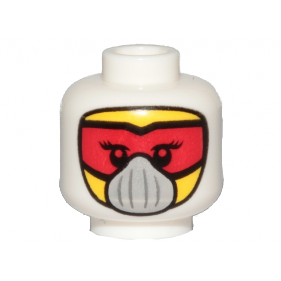Minifigure, Head Balaclava with Eyelashes, Red Goggles, White Mask Pattern