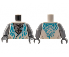 Torso Tunic, Flat Silver Robot Chest, Medium Azure Diamond Trim and Core Logo on Back Pattern / Flat Silver Arms / Dark Bluish Gray Hands