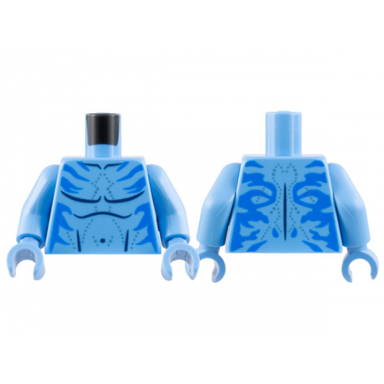 Torso Na'vi with Blue Markings, Bare Chest, Silver Spots, and Dark Blue Navel Pattern / Medium Blue Arms / Medium Blue Hands