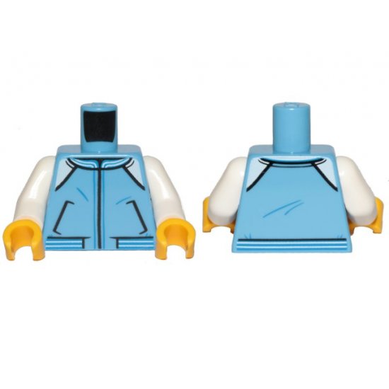 Torso Jacket with Pockets, White Shoulders, and Waistband and Collar with Blue Stripes Pattern / White Arms / Yellow Hands