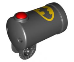 Duplo Cannon Shooting with Axle Hole, Red Firing Button and Locking Ring with Batman Logo Pattern