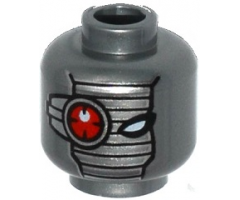Minifigure, Head Alien with Mechanical Right Eye Red, Silver Face Mask Pattern
