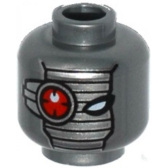 Minifigure, Head Alien with Mechanical Right Eye Red, Silver Face Mask Pattern
