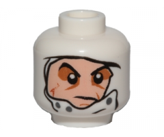 Minifigure, Head Male Head Wrap with Light Nougat Face, Dark Bluish Gray Buttons, Dark Orange Scar, and Medium Nougat Eye Shadow Pattern (SW Dengar)