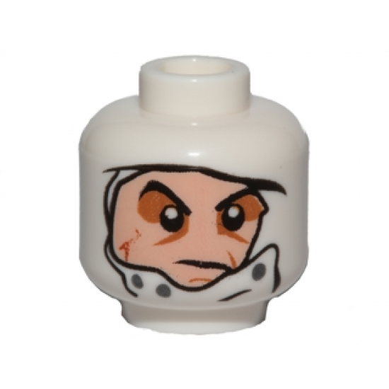 Minifigure, Head Male Head Wrap with Light Nougat Face, Dark Bluish Gray Buttons, Dark Orange Scar, and Medium Nougat Eye Shadow Pattern (SW Dengar)