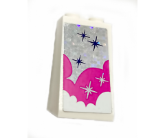 Slope 75 2 x 2 x 3 - Solid Studs with White and Pink Clouds and Stars Pattern (Sticker) - Set 41128