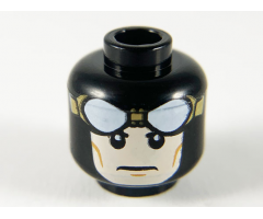 Minifigure, Head Balaclava with Light Nougat Face, Goggles with Round White Lenses, Neutral Expression Pattern