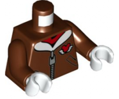 Torso Aviator Jacket with Zipper and White Fur Collar, Red Scarf and Mickey Mouse Logo Pattern / Reddish Brown Arms / White Hands