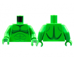 Torso Bare Chest, Black and Green Muscle Contours Pattern / Bright Green Arms / Bright Green Hands