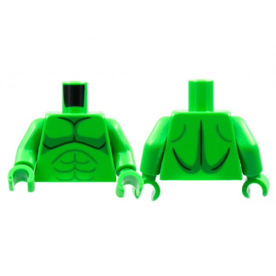 Torso Bare Chest, Black and Green Muscle Contours Pattern / Bright Green Arms / Bright Green Hands