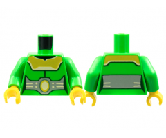 Torso Female Armor Yellow Mantle, Large Silver Belt with Yellow Oval, White Trim Pattern / Bright Green Arms / Yellow Hands