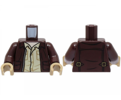 Torso Open Jacket with Pockets, Silver Zipper and Gold Clasps, Tan Shirt, Light Nougat Neck Pattern / Dark Brown Arms / Dark Tan Hands