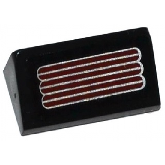 Slope 30 1 x 2 x 2/3 with Silver and Dark Red Grille Pattern (Sticker) - Set 70166