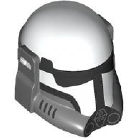 Minifigure, Headgear Helmet SW Imperial Commando with Molded Dark Bluish Gray Breathing Apparatus and Printed Black Visor and Markings Pattern