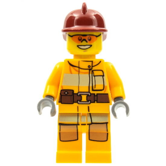 Fire - Bright Light Orange Fire Suit with Utility Belt, Dark Red Fire Helmet, Orange Sunglasses