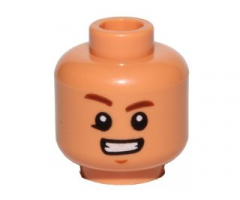 Minifigure, Head Brown Eyebrows, Raised Right Eyebrow, Chin Dimple, Smile with Teeth Pattern (SW Rowan)