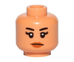 Minifigure, Head Female Black Eyebrows, Eyelashes, Peach Lips Pattern (SW Kordi)
