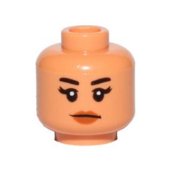 Minifigure, Head Female Black Eyebrows, Eyelashes, Peach Lips Pattern (SW Kordi)