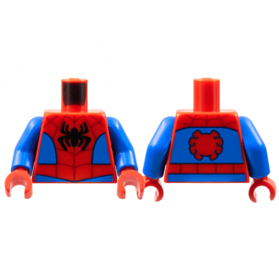 Torso Black Spider, Dark Red Webbing, Blue Side Panels, Red Spider on Back Pattern / Blue Arms / Red Hands