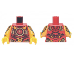 Torso Armor Dark Red and Gold Plates, Chinese Logogram '?' (Sky) Pattern / Bright Light Orange Arms with Armor Pattern / Yellow Hands
