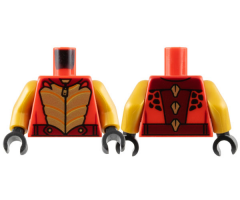 Torso Racing Jacket, Gold Scales and Zipper, Dark Red Collar and Belt Pattern / Pearl Gold Arms / Black Hands