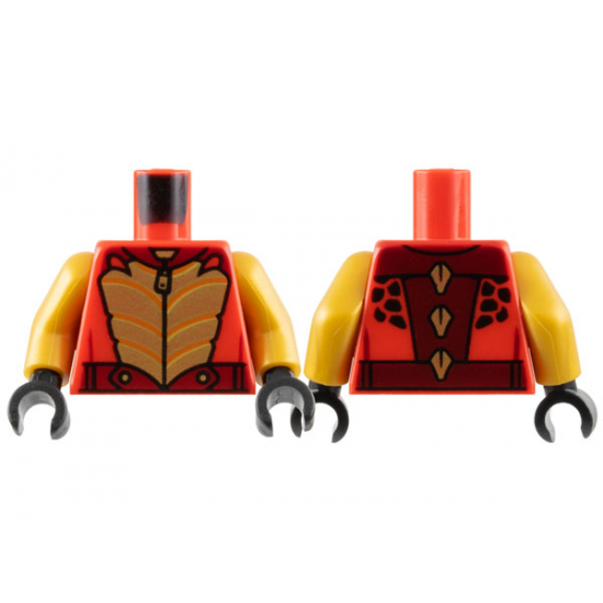 Torso Racing Jacket, Gold Scales and Zipper, Dark Red Collar and Belt Pattern / Pearl Gold Arms / Black Hands