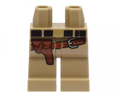 Hips and Legs with Black Belt with Gold Buckle and Reddish Brown Holster and Belt with Silver Buckle Pattern