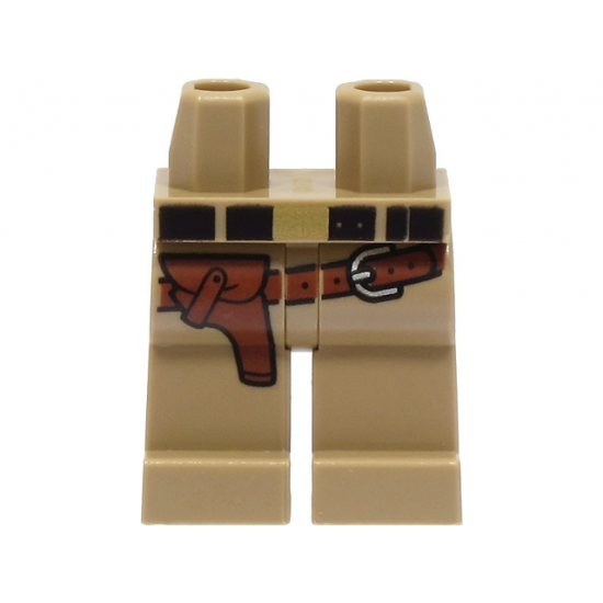 Hips and Legs with Black Belt with Gold Buckle and Reddish Brown Holster and Belt with Silver Buckle Pattern
