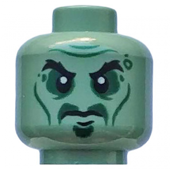 Minifigure, Head Alien with Black Eyebrows, Cheek Lines and Sunken Eyes Pattern