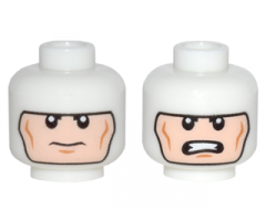 Minifigure, Head Dual Sided Balaclava, Cheek Lines, Frown / Clenched Teeth (Batman) Pattern